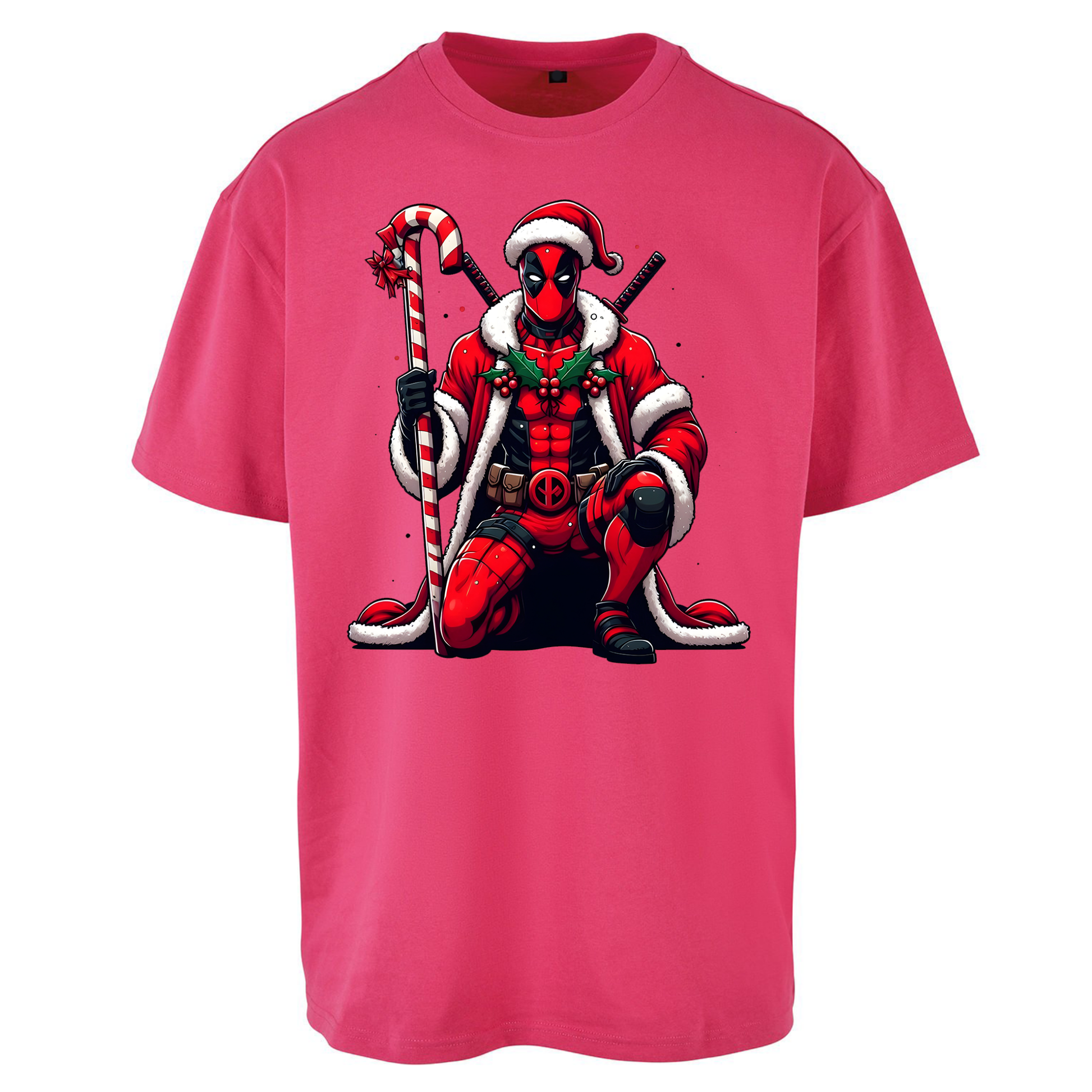 DeadPool Candy Cane Santa Oversized T Shirts