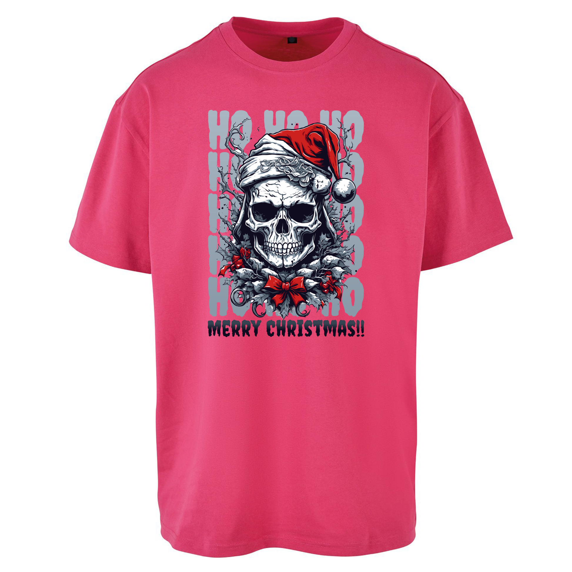 HO HO HO Santa Skelington Christmas Oversized T Shirts