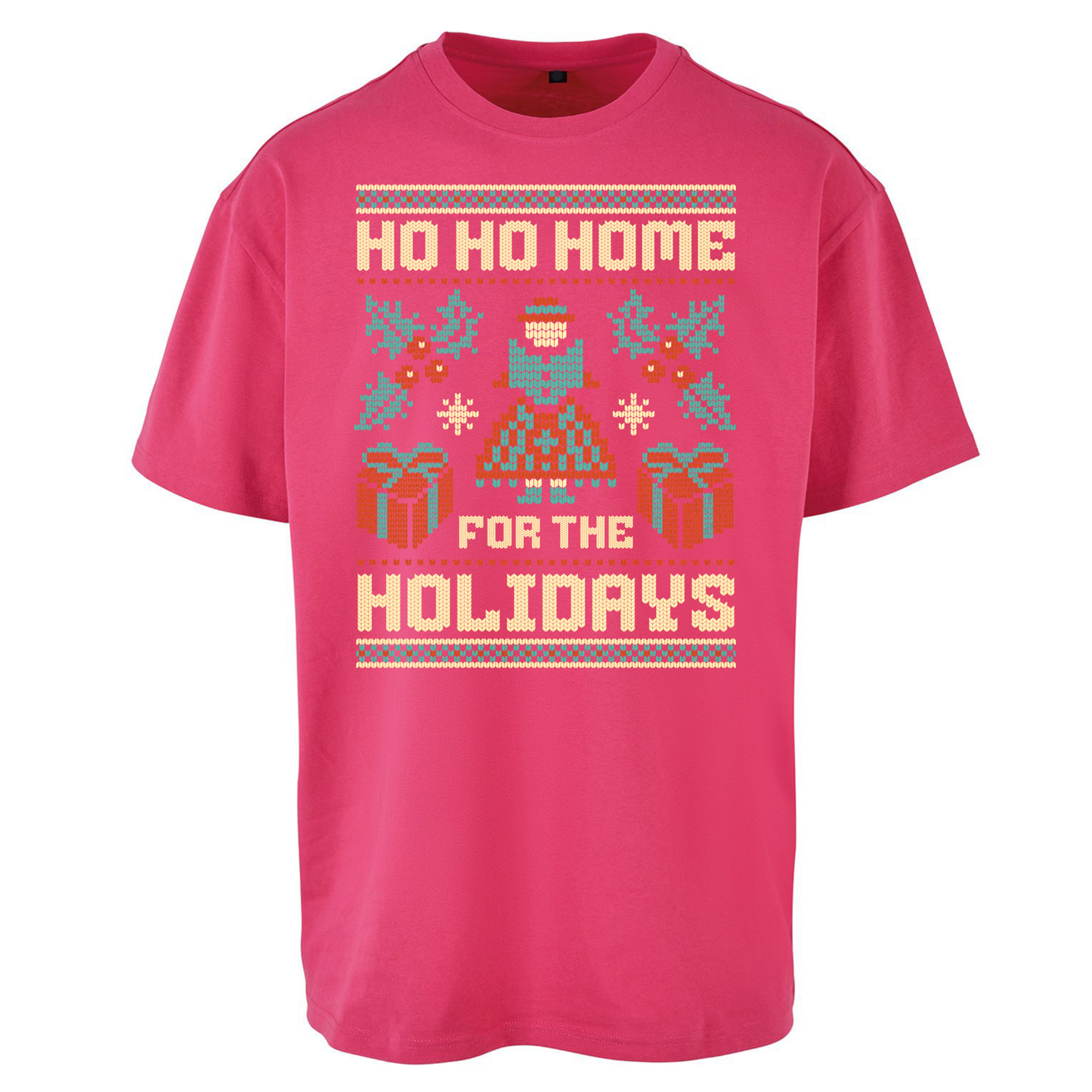 HO HO Home For the Holidays Christmas Oversized T Shirts