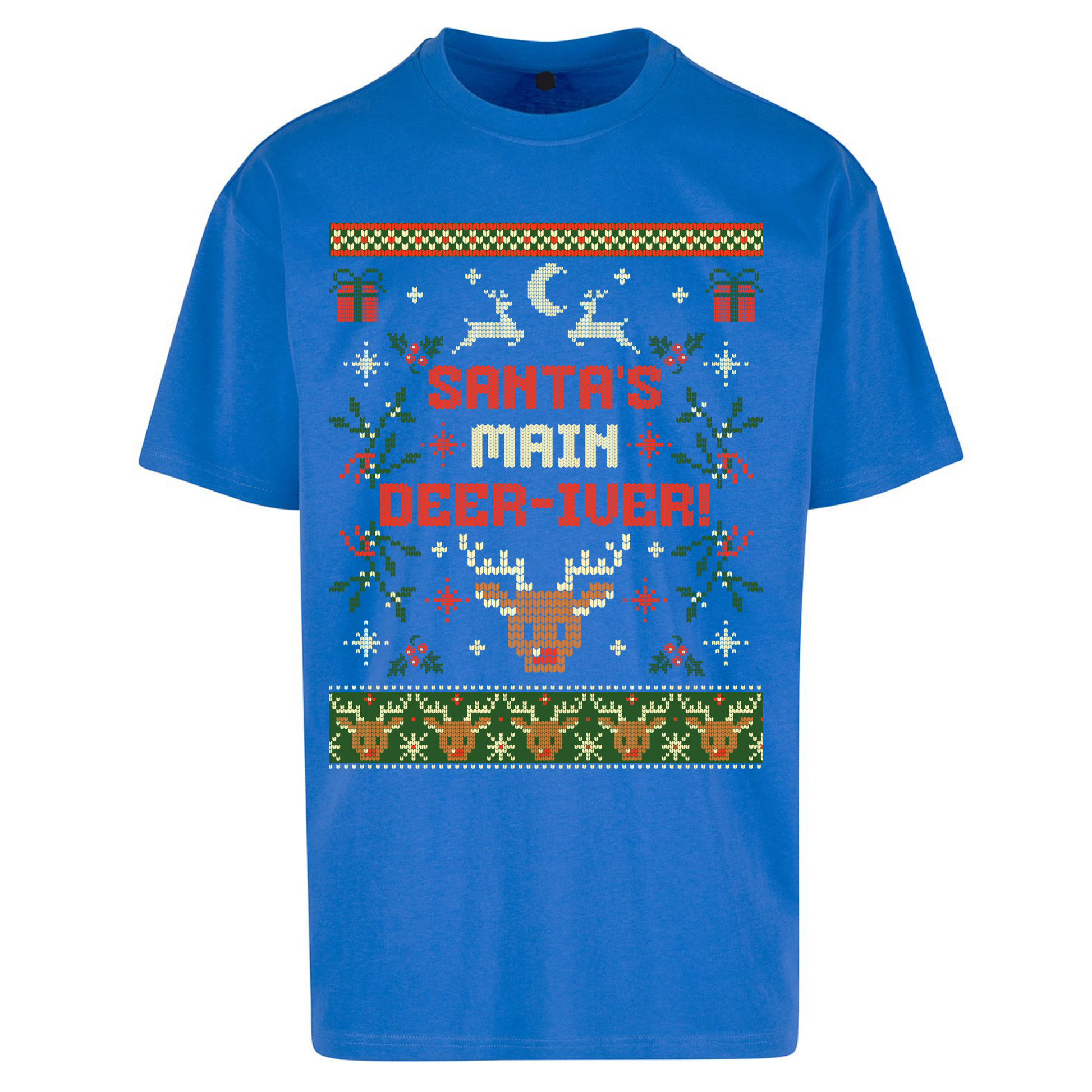 Santas Main Deer iver Christmas Oversized T Shirts