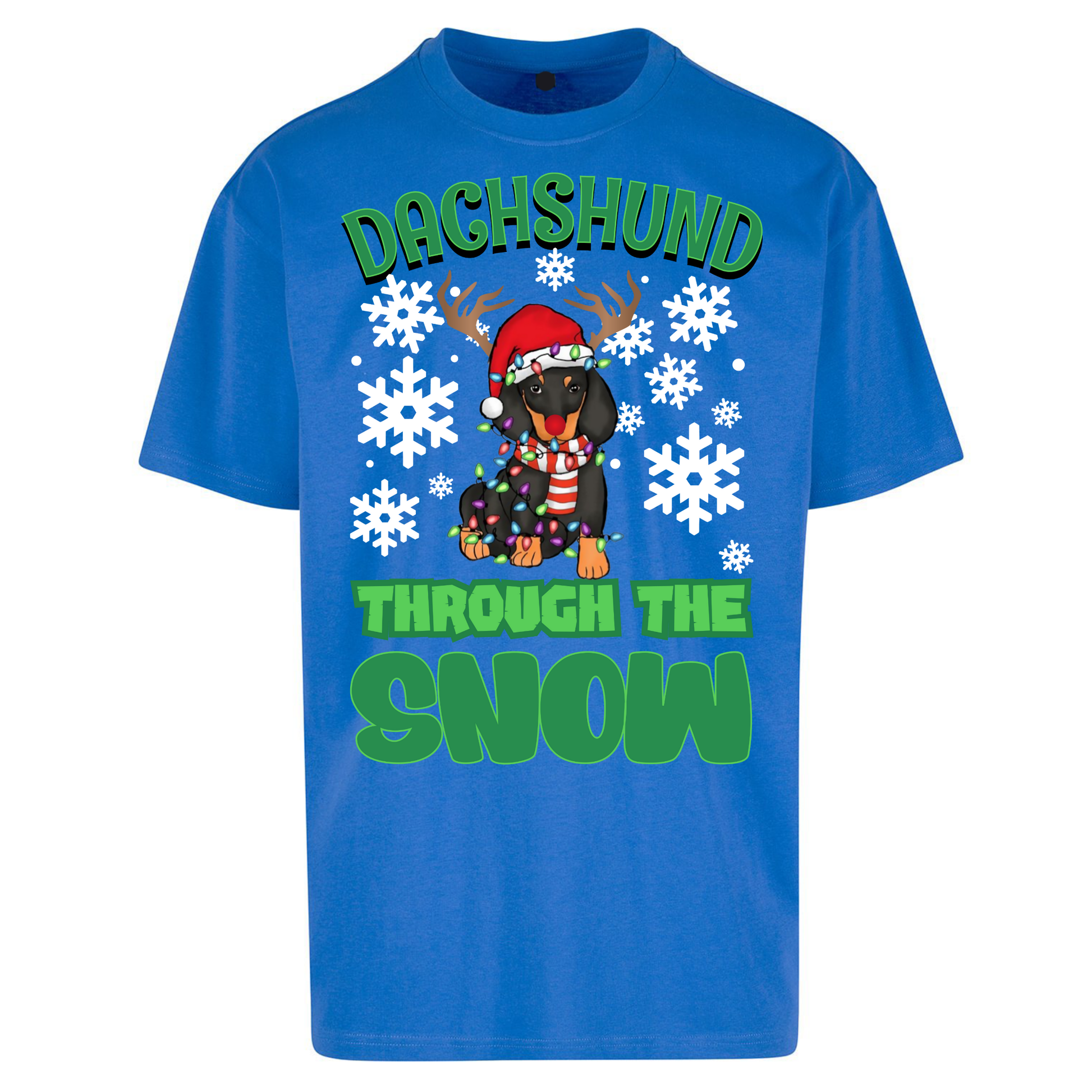 Dachshund Through The Snow Christmas Oversized T Shirts
