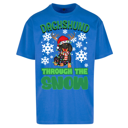 Dachshund Through The Snow Christmas Oversized T Shirts