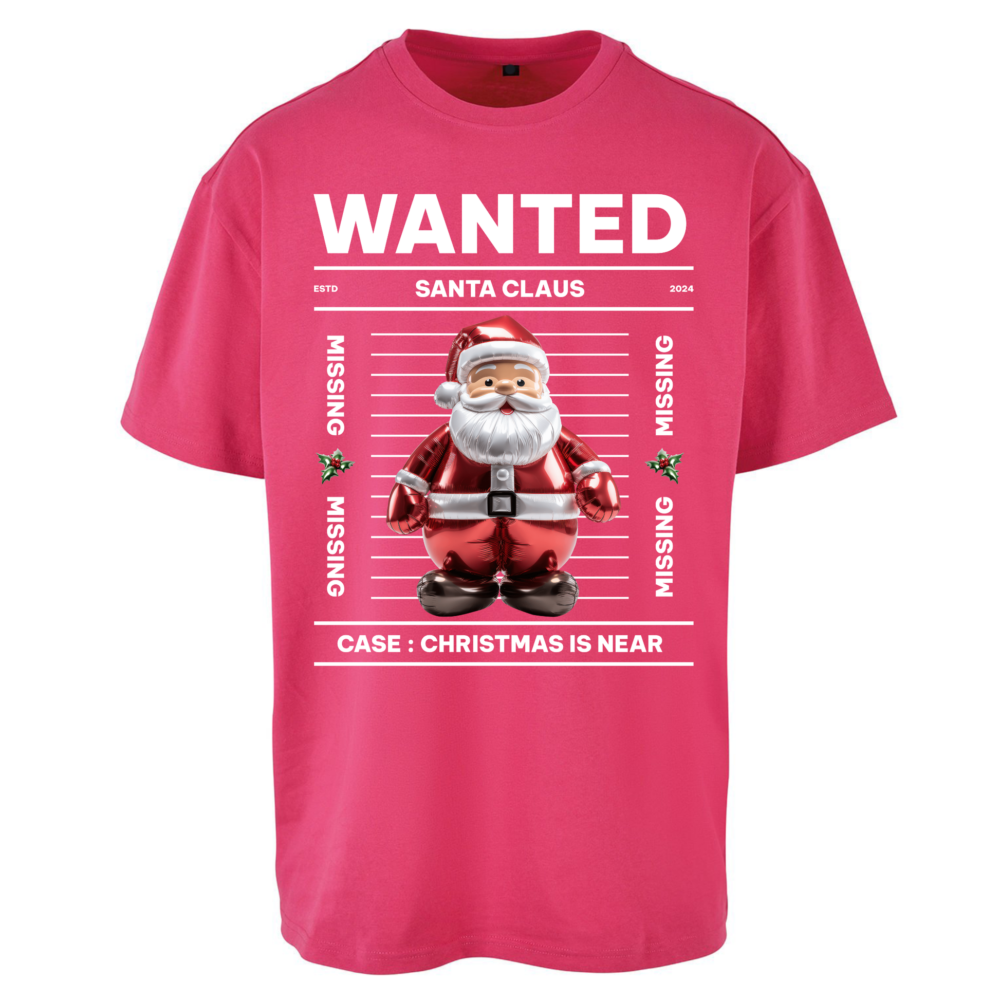 Wanted Santa Claus Christmas Oversized T Shirts