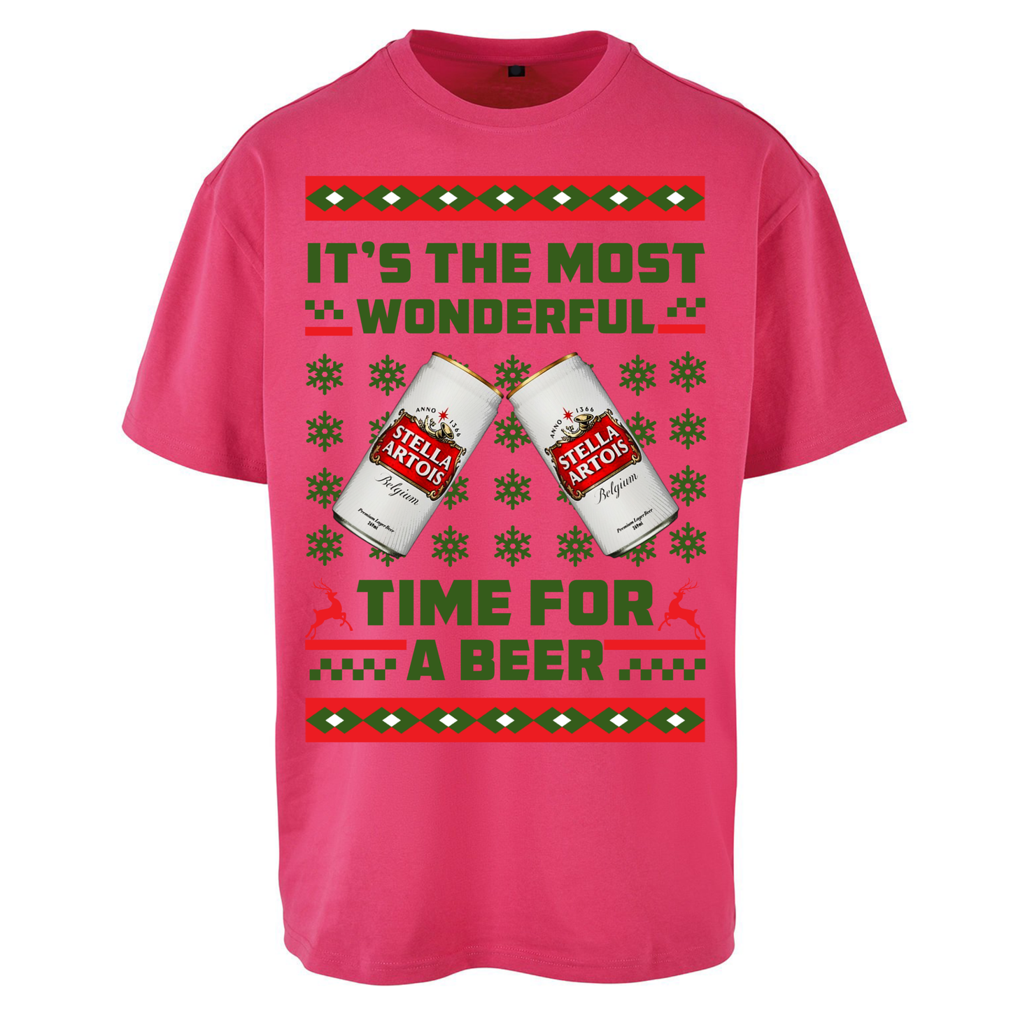 Its The Most Wonderful Time for A Beer Stella Christmas Oversized T Shirts