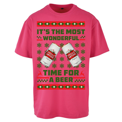 Its The Most Wonderful Time for A Beer Stella Christmas Oversized T Shirts