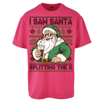 Santa Splitting The G Oversized T Shirt