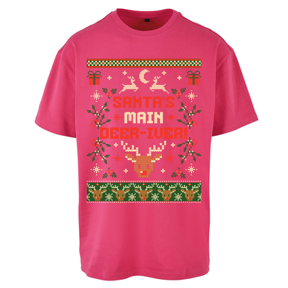 Santas Main Deer iver Christmas Oversized T Shirts