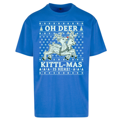 Oh Deer Kittl Mas Is Here Christmas Oversized T Shirts