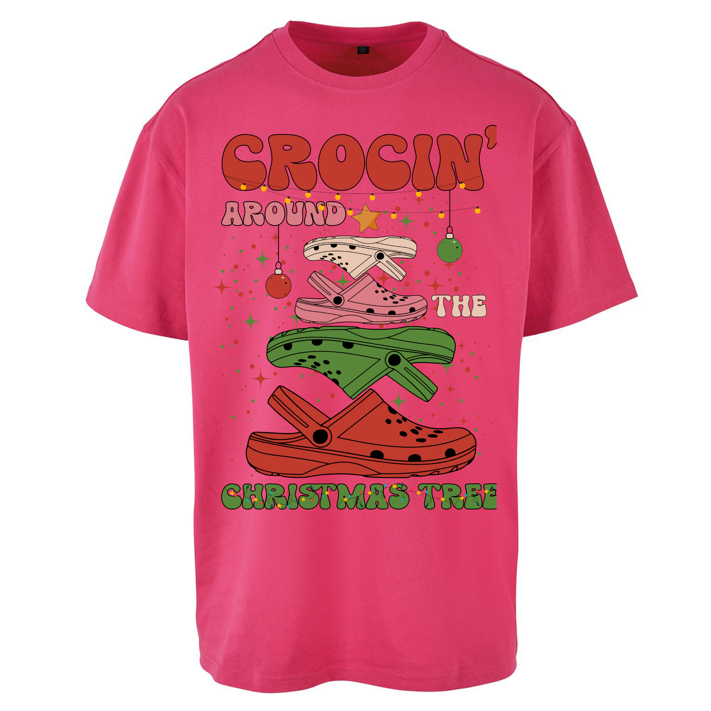 Crockin Around the Christmas Tree Christmas Oversized T Shirts