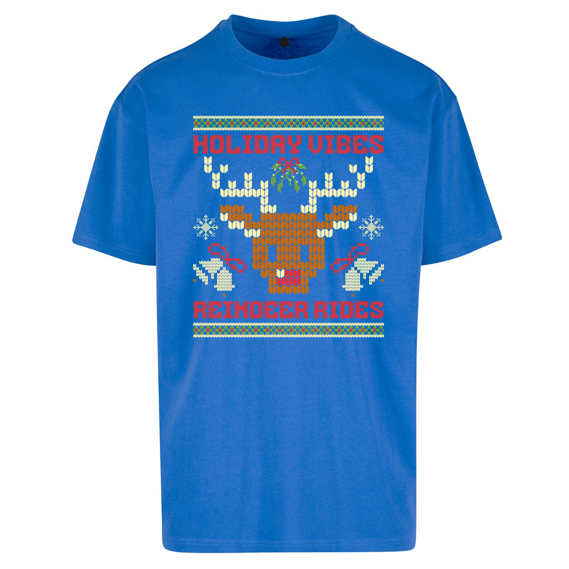 Holiday Vibes Reindeer Rides Christmas Oversized T Shirts