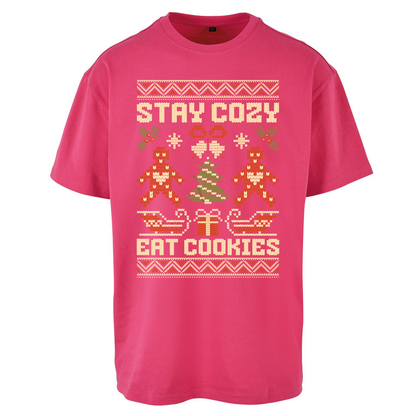 Stay Cozy Eat Cookies Christmas Oversized T Shirts
