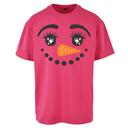 Snowman Face Christmas Oversized T Shirts