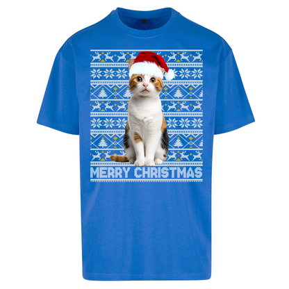 Merry Christmas Cat Oversized T Shirts