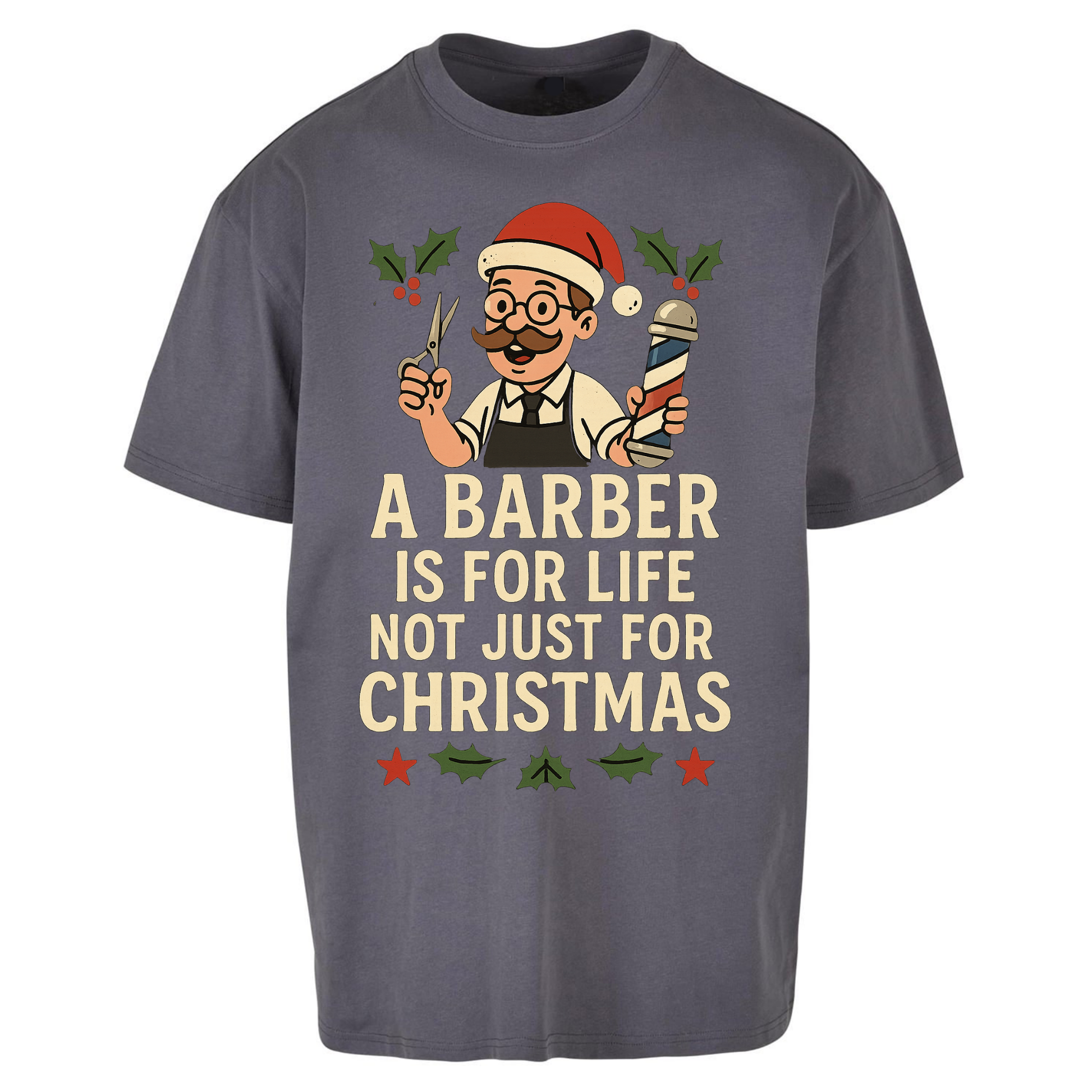 Barber Christmas Oversized T Shirts