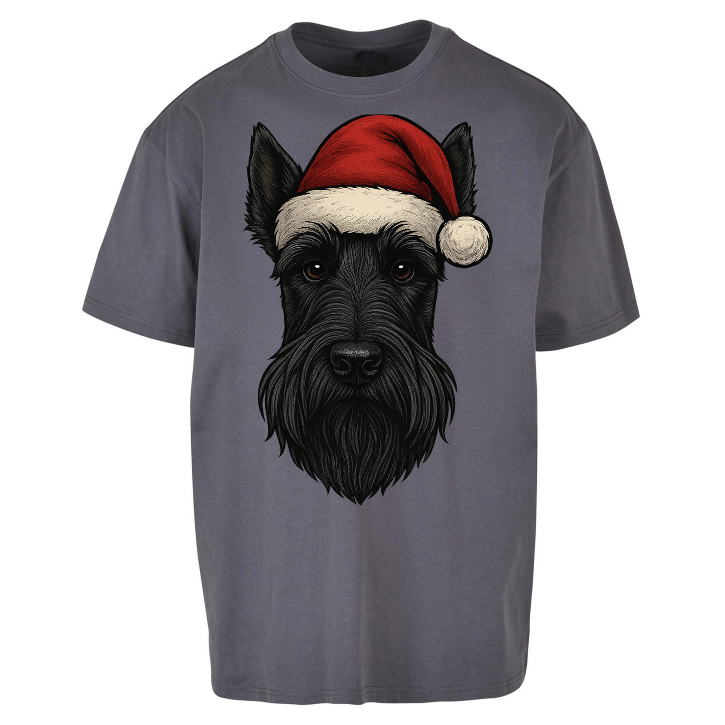 Scottish Terrier Face Christmas Oversized T Shirts