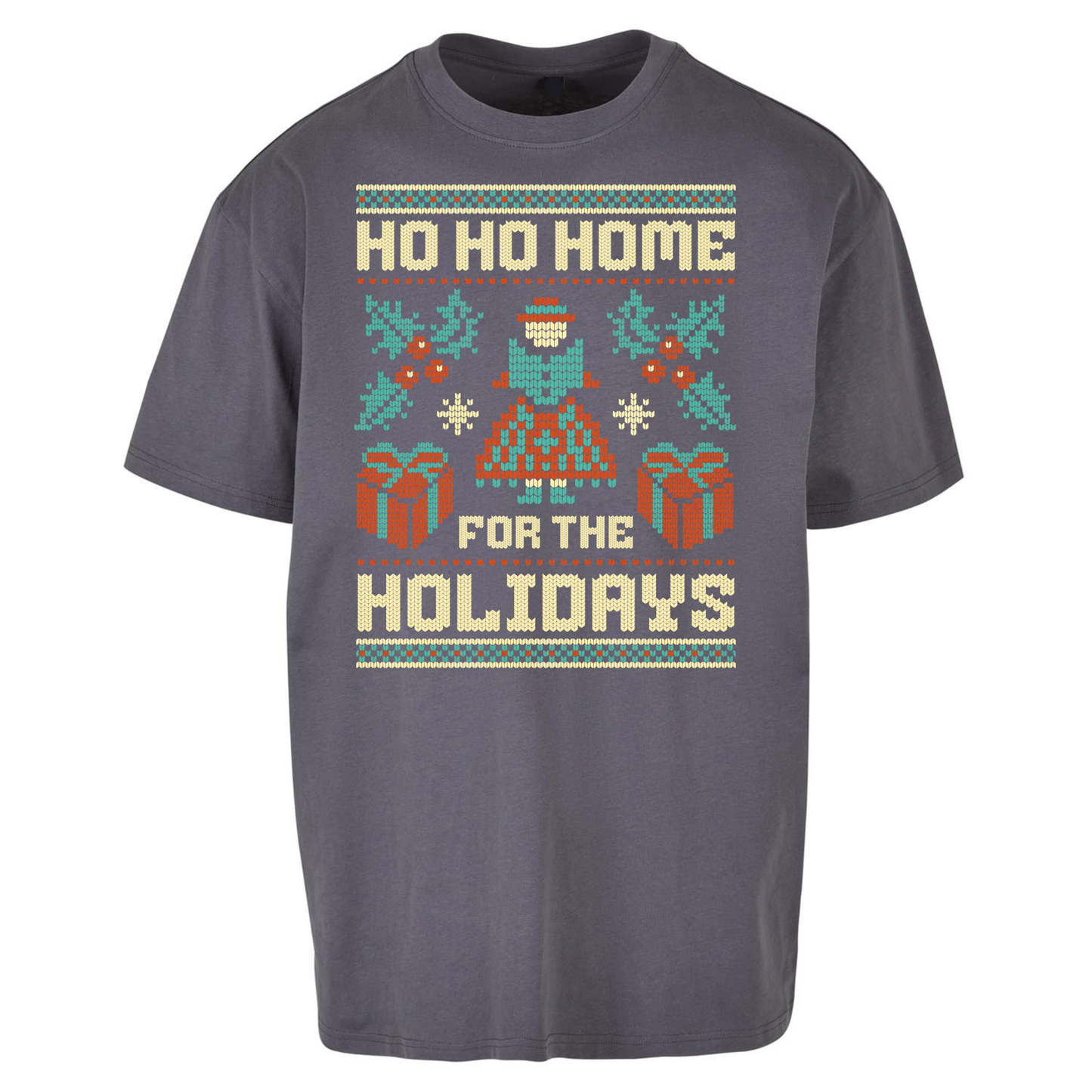 HO HO Home For the Holidays Christmas Oversized T Shirts