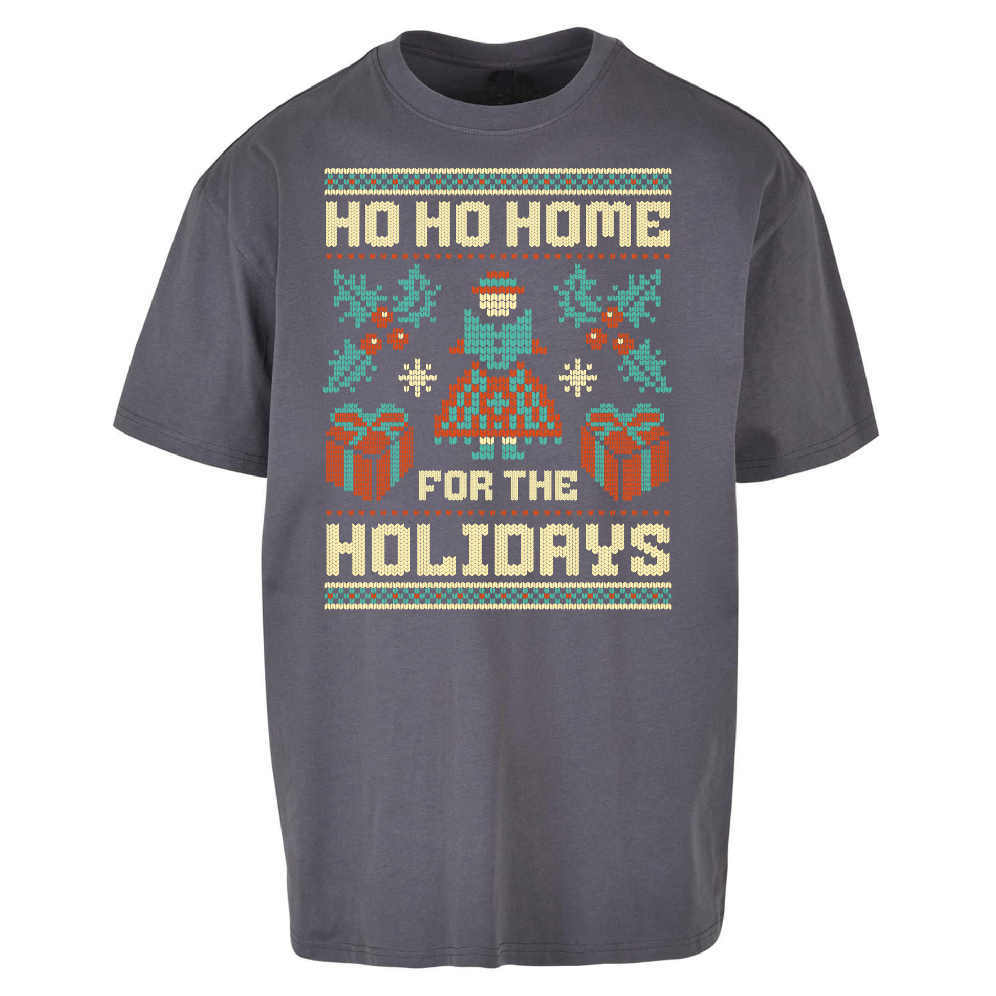 HO HO Home For the Holidays Christmas Oversized T Shirts