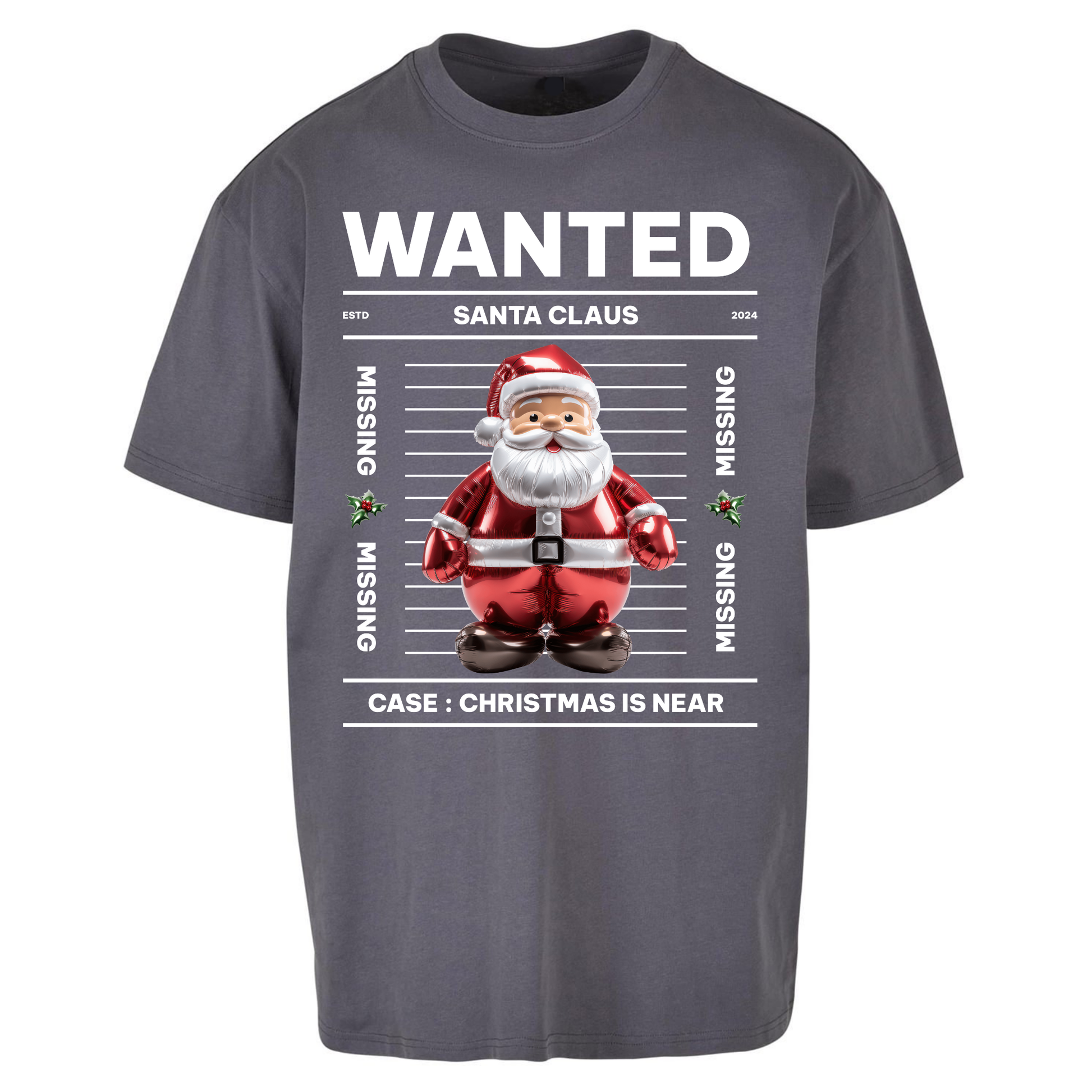 Wanted Santa Claus Christmas Oversized T Shirts