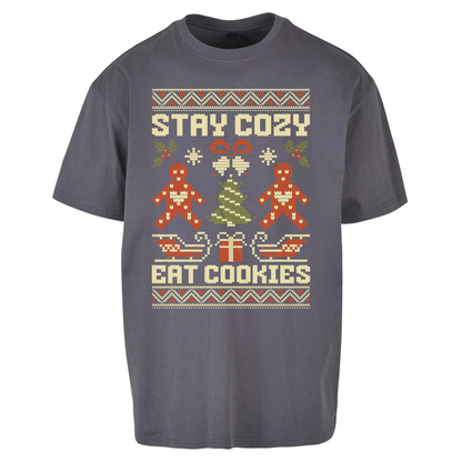 Stay Cozy Eat Cookies Christmas Oversized T Shirts