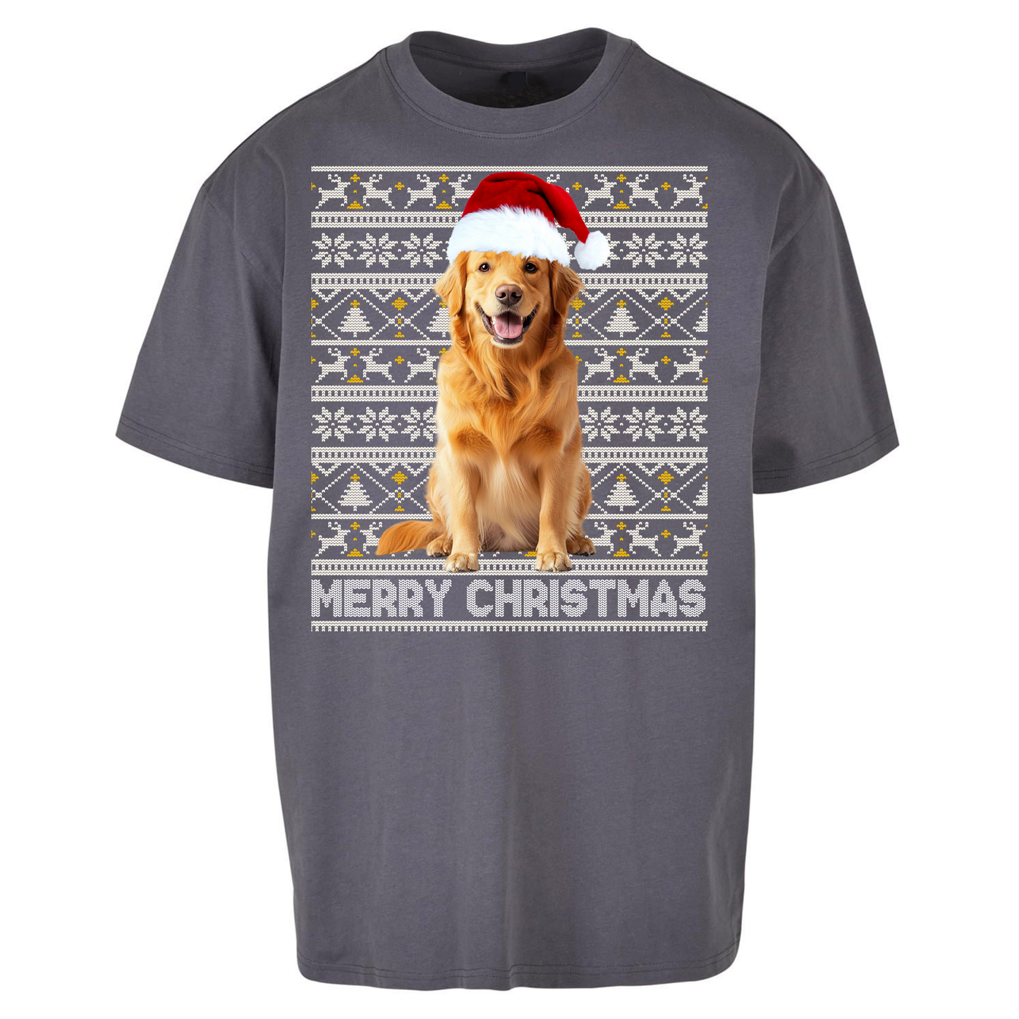 Merry Christmas Dog Oversized T Shirts