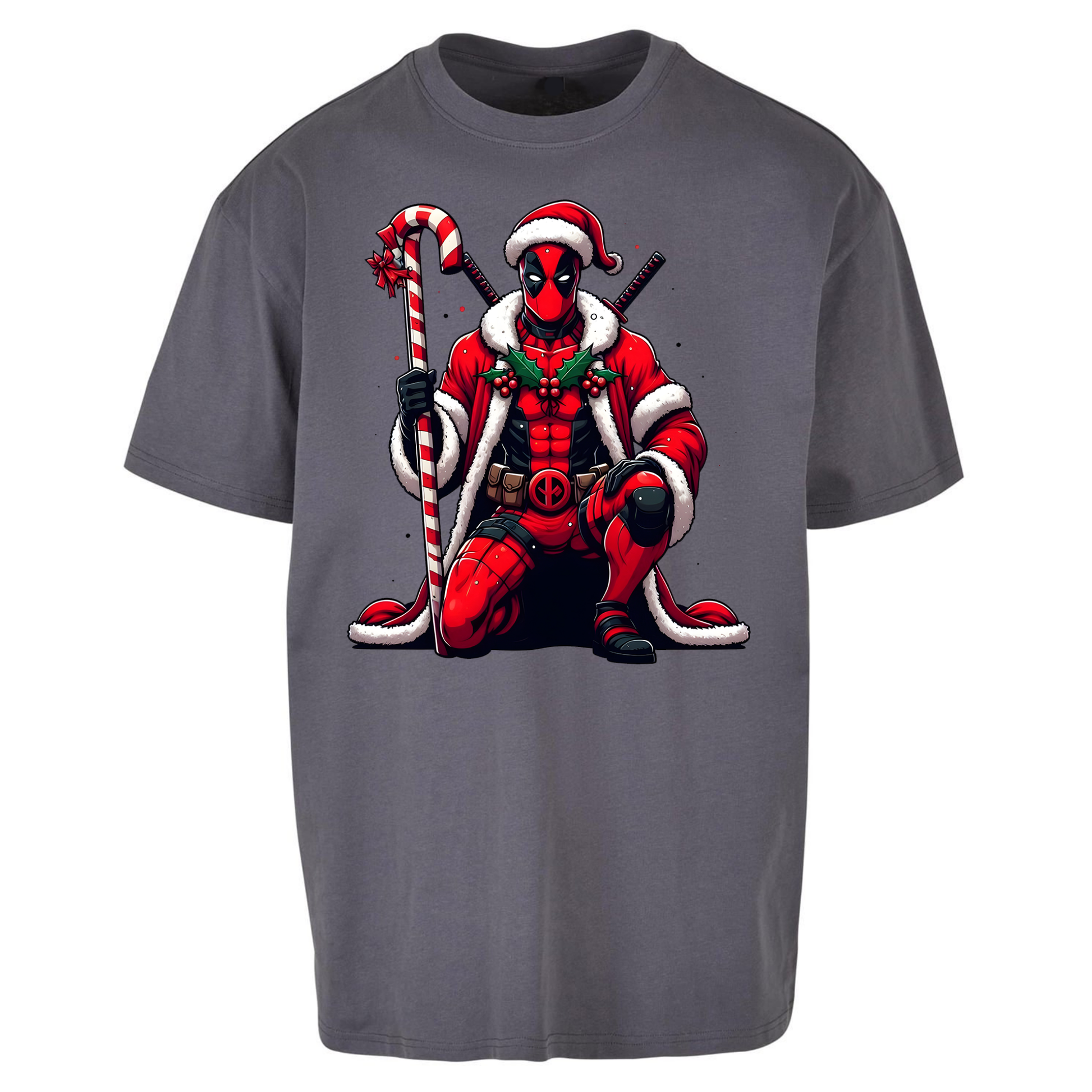 DeadPool Candy Cane Santa Oversized T Shirts