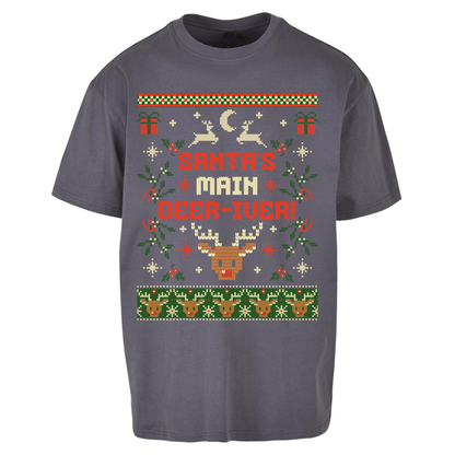 Santas Main Deer iver Christmas Oversized T Shirts