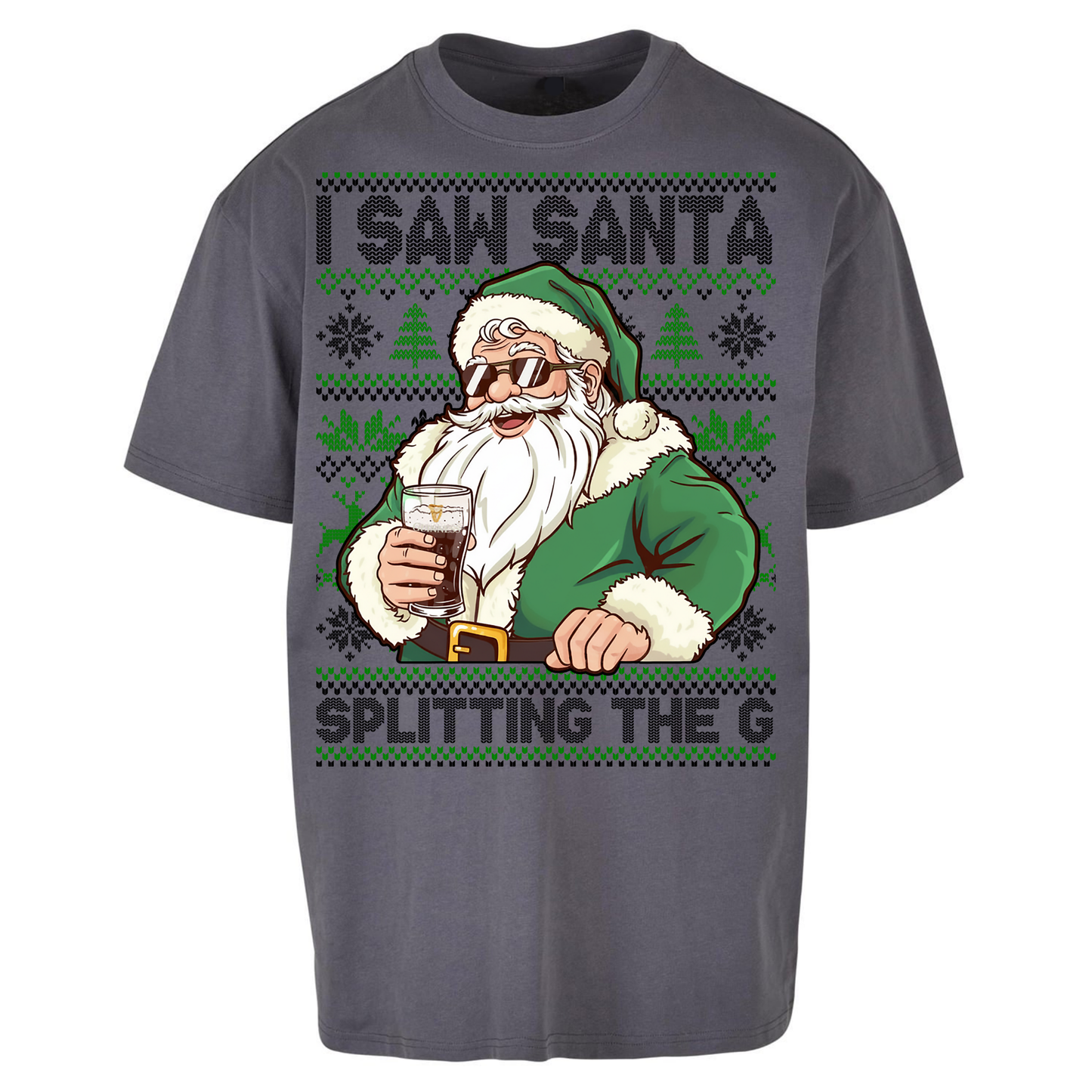 Santa Splitting The G Oversized T Shirt
