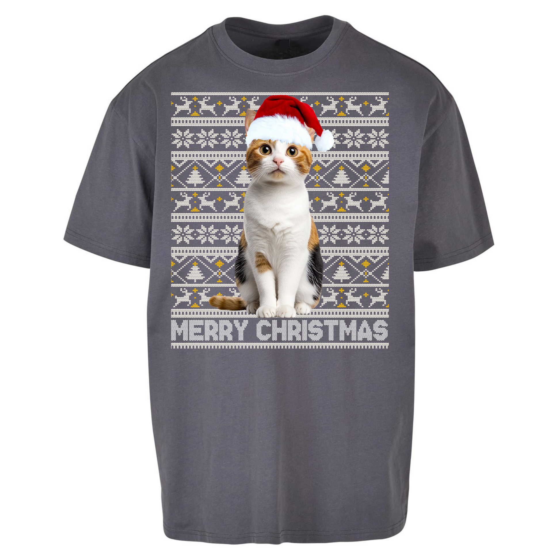 Merry Christmas Cat Oversized T Shirts