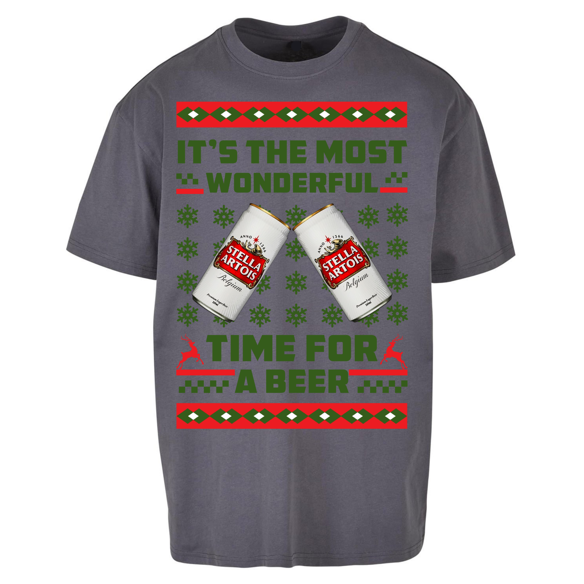 Its The Most Wonderful Time for A Beer Stella Christmas Oversized T Shirts