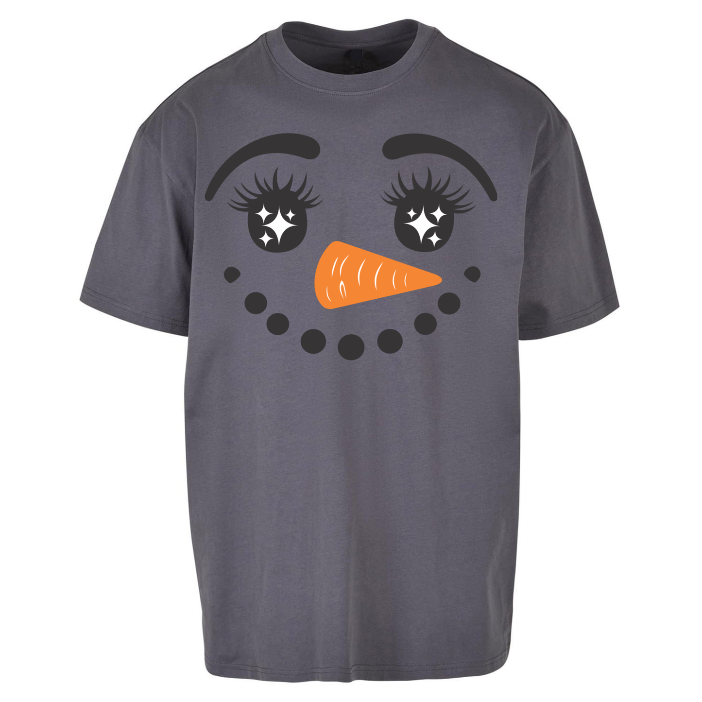 Snowman Face Christmas Oversized T Shirts