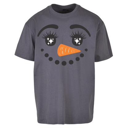 Snowman Face Christmas Oversized T Shirts
