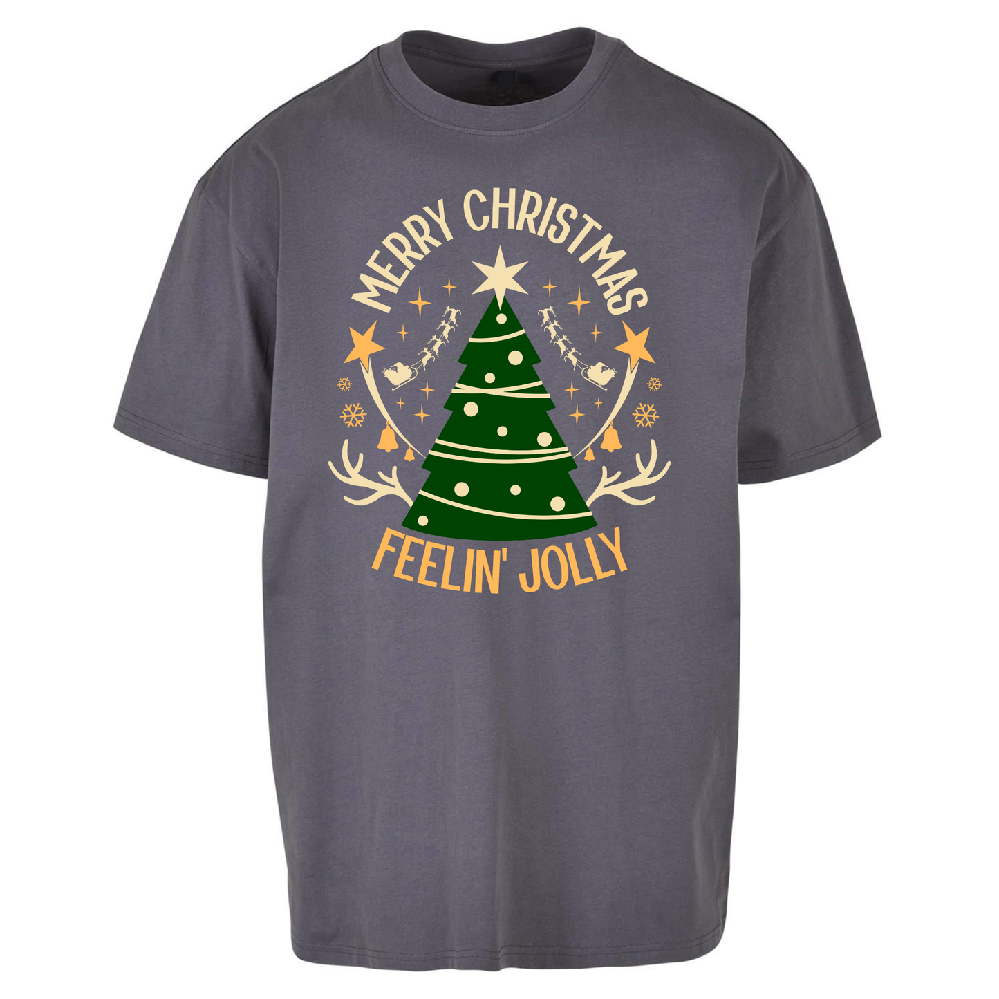 Merry Christmas Feeling Jolly Christmas Oversized T Shirts