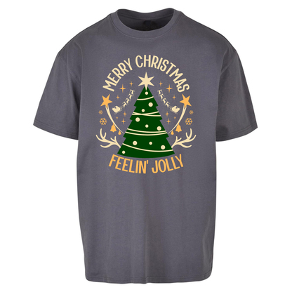 Merry Christmas Feeling Jolly Christmas Oversized T Shirts