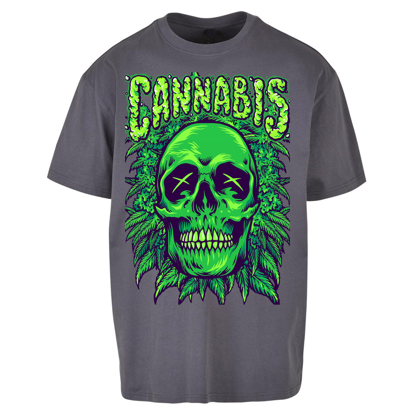 Cannabis Skull Oversized T Shirts