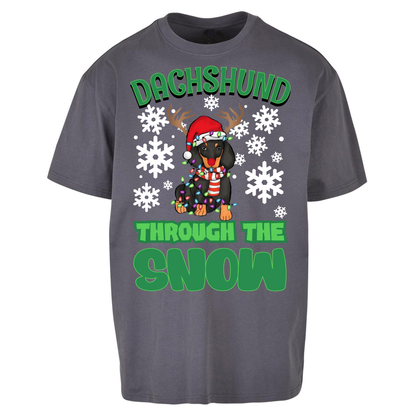 Dachshund Through The Snow Christmas Oversized T Shirts