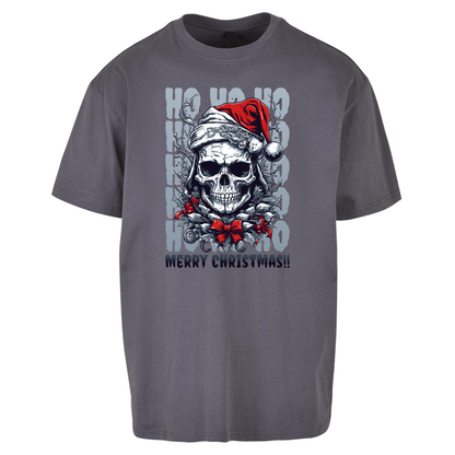 HO HO HO Santa Skelington Christmas Oversized T Shirts