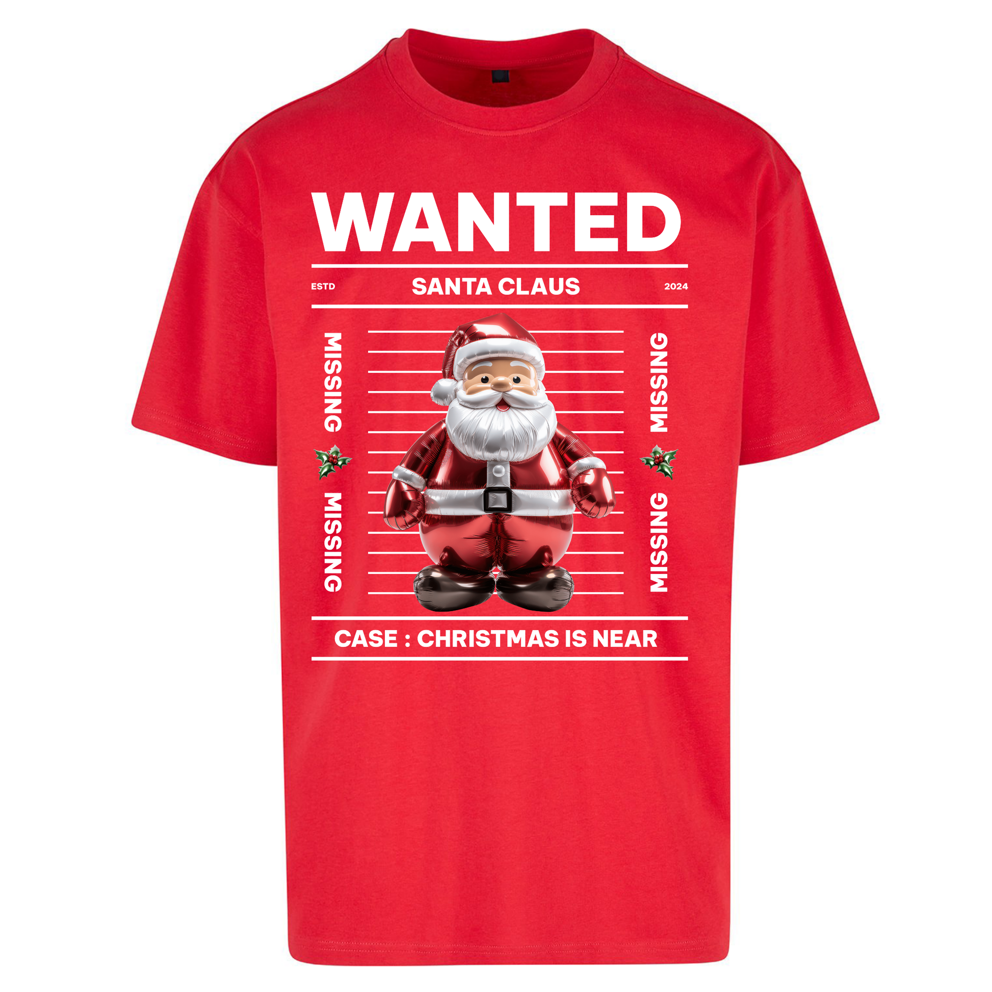 Wanted Santa Claus Christmas Oversized T Shirts