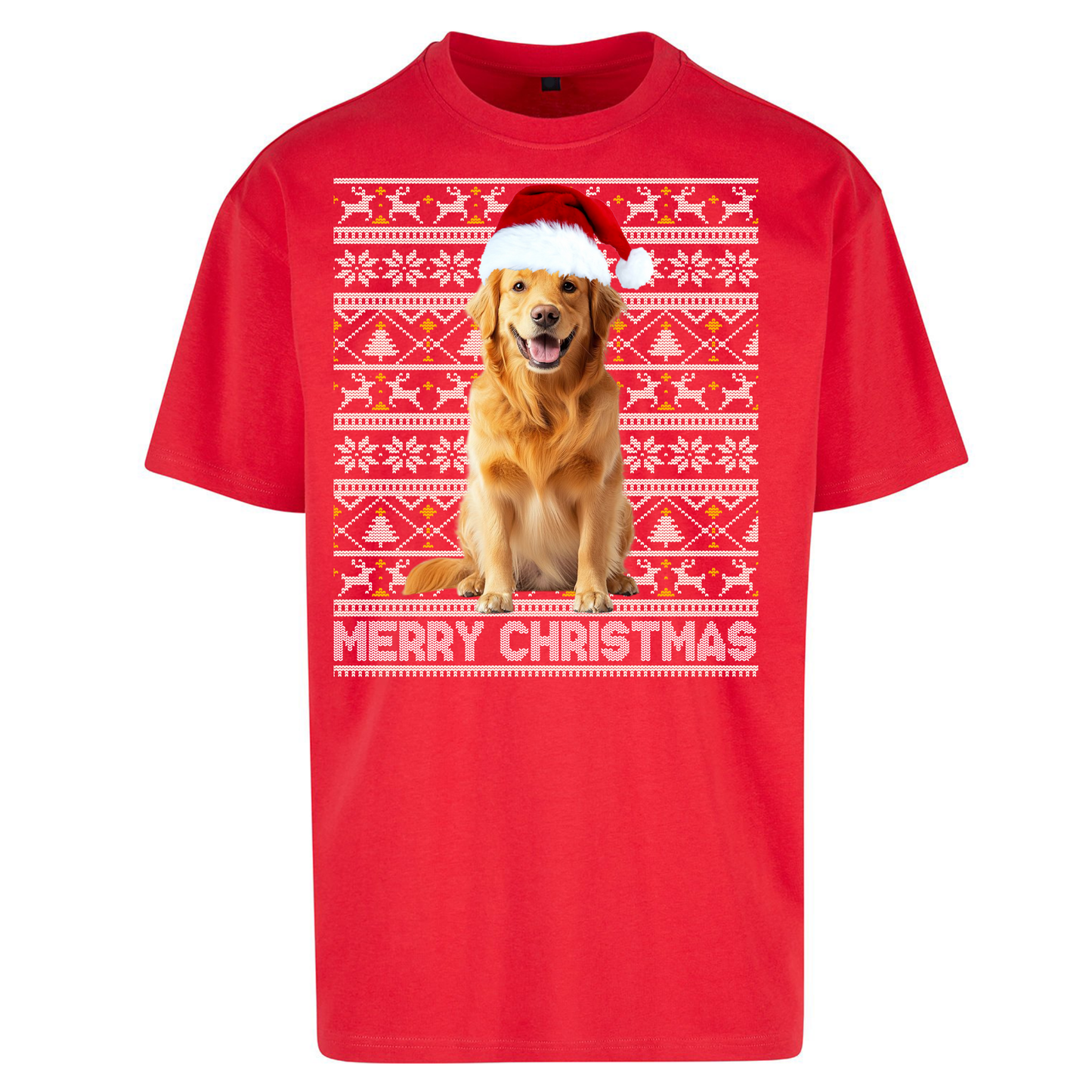 Merry Christmas Dog Oversized T Shirts