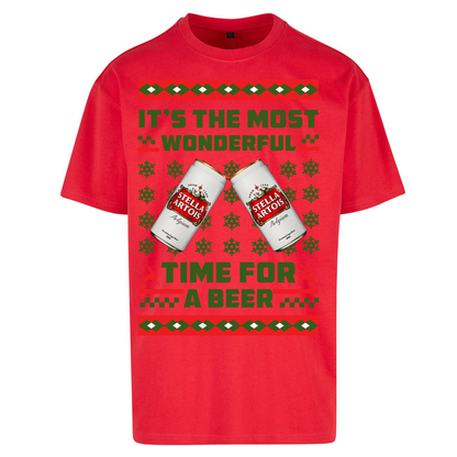 Its The Most Wonderful Time for A Beer Stella Christmas Oversized T Shirts