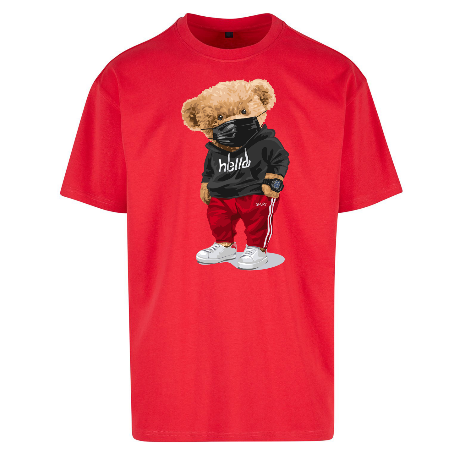 Teddy Bear Hello Streetwear Oversized T Shirts