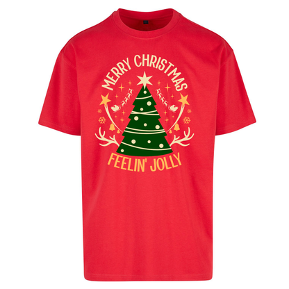 Merry Christmas Feeling Jolly Christmas Oversized T Shirts