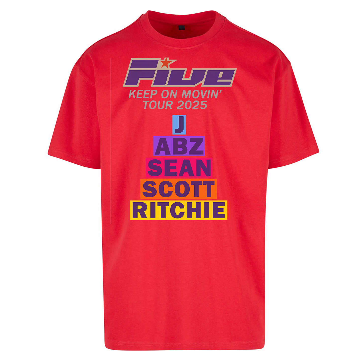 Five Keep On Movin' Tour 2025 Oversized T Shirts
