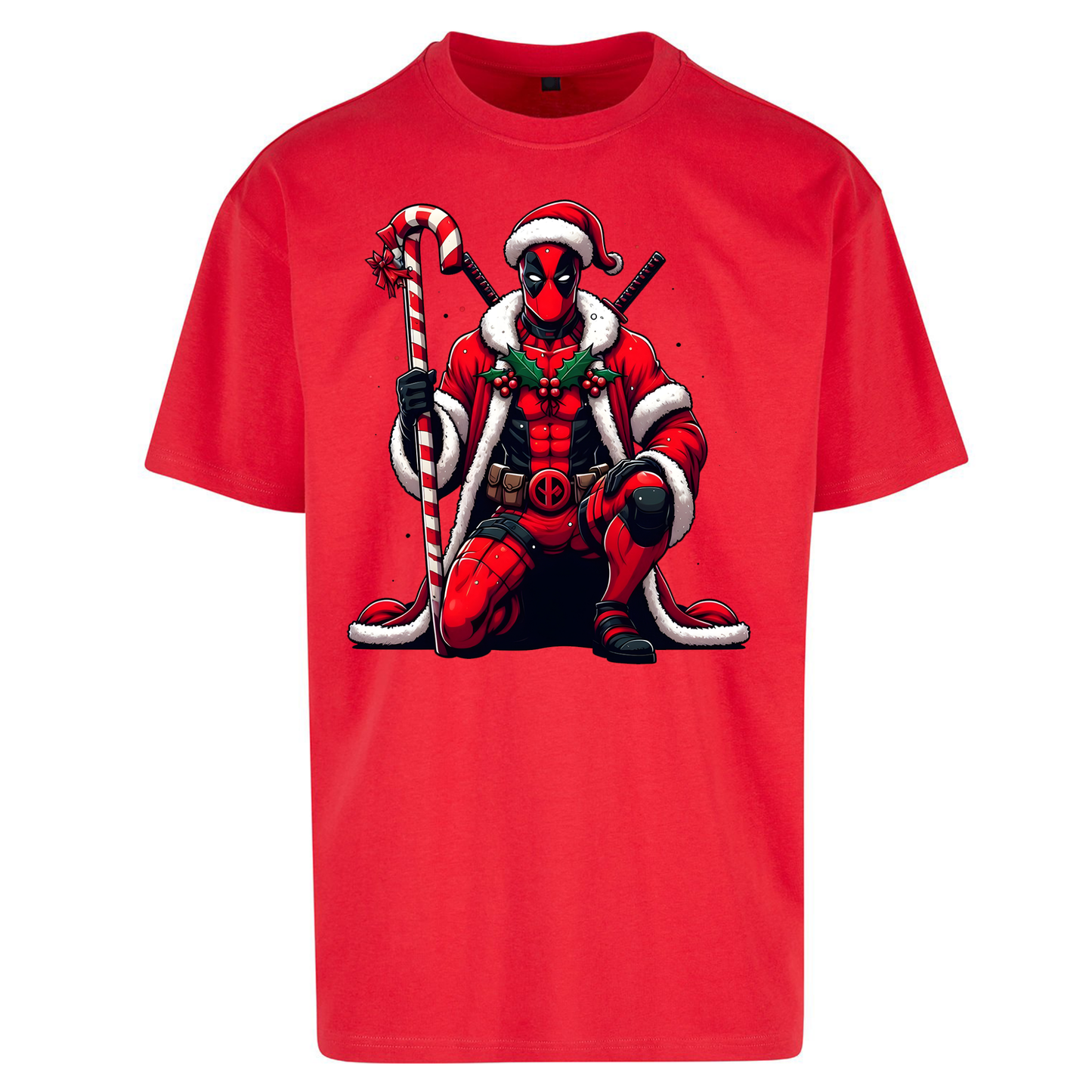DeadPool Candy Cane Santa Oversized T Shirts