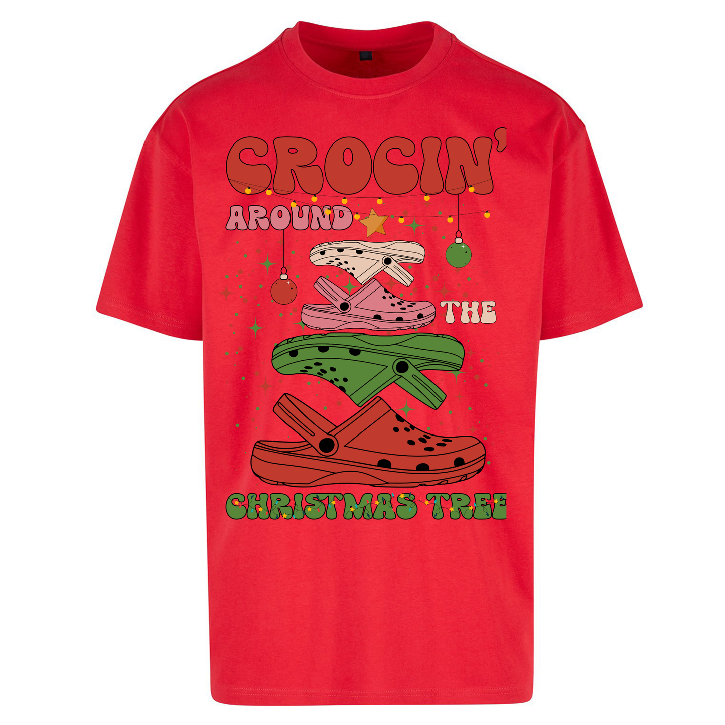 Crockin Around the Christmas Tree Christmas Oversized T Shirts
