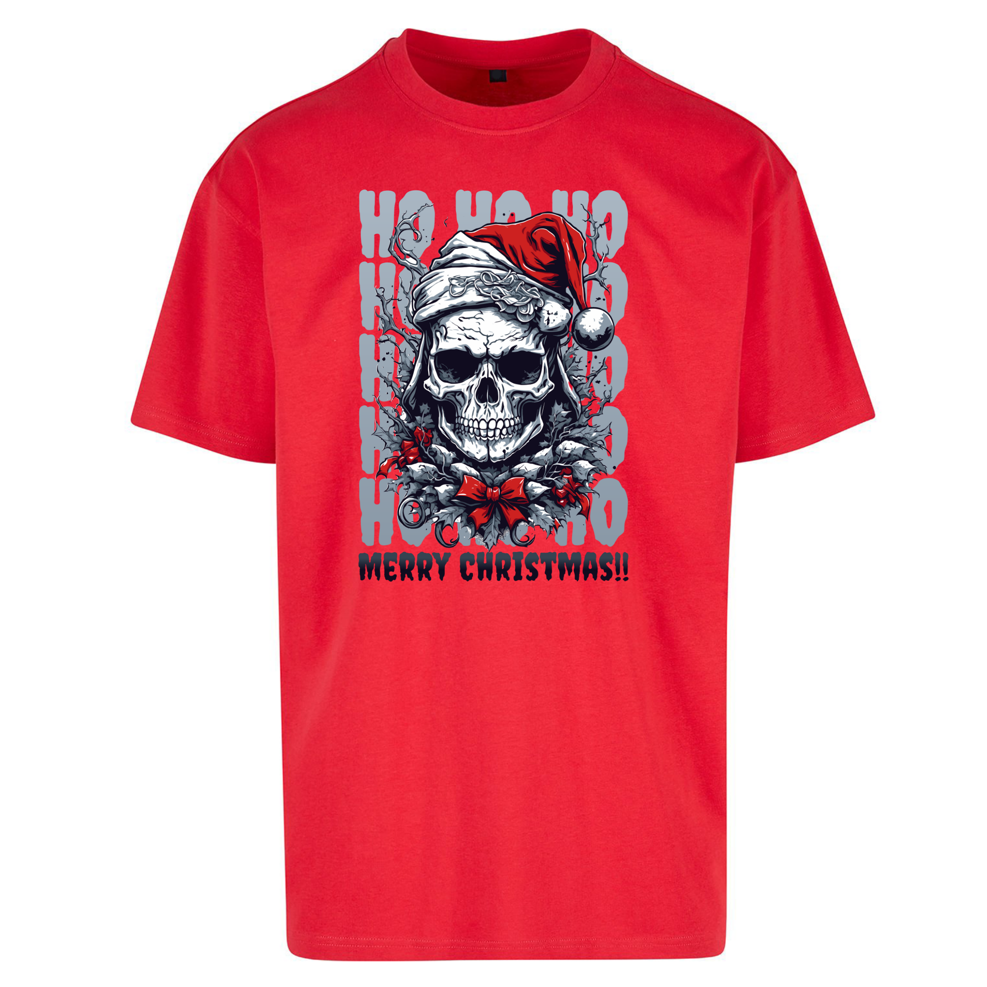 HO HO HO Santa Skelington Christmas Oversized T Shirts
