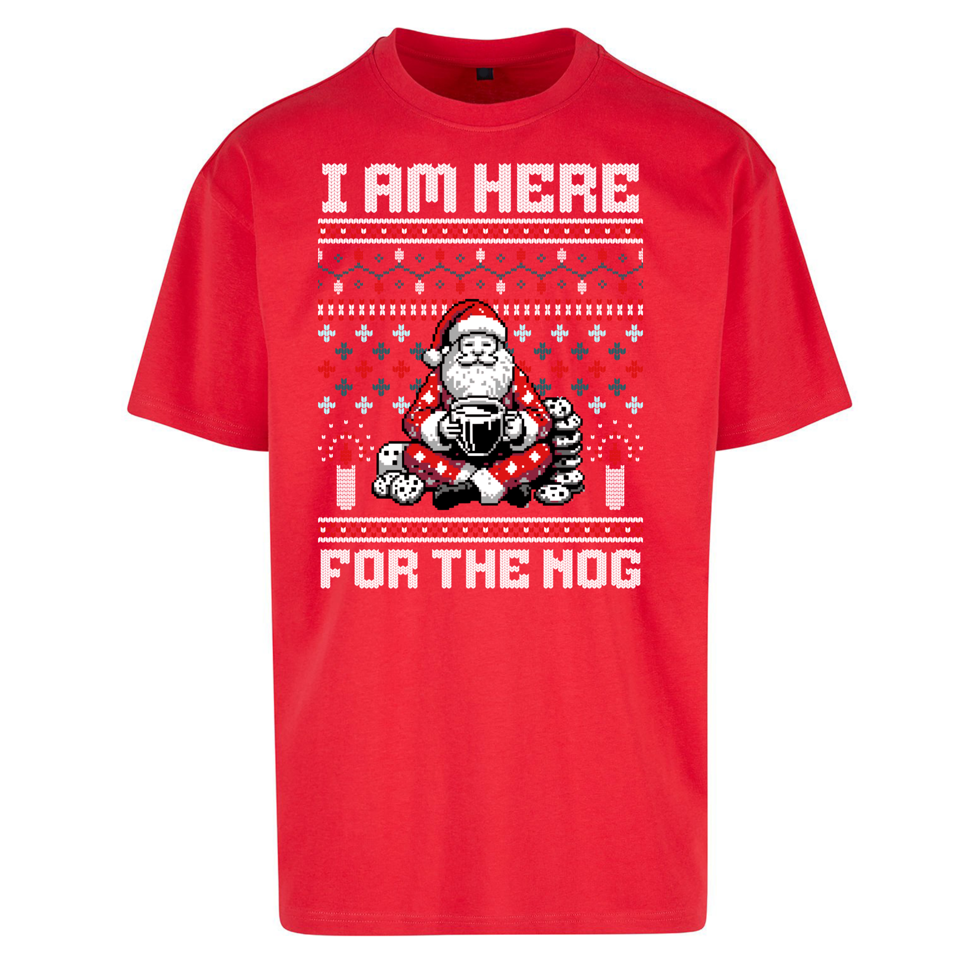 I am Here For The Nog Christmas Oversized T Shirts