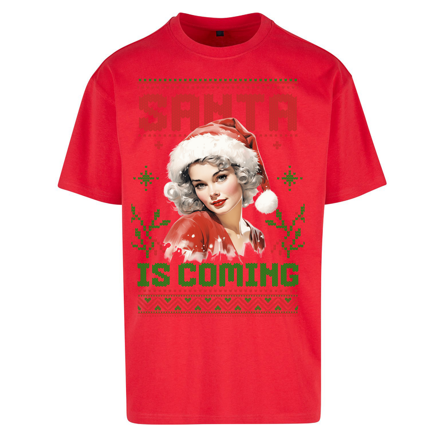 Santa is Coming Christmas Oversized T Shirts