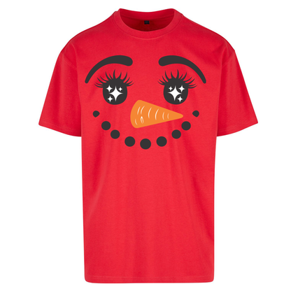 Snowman Face Christmas Oversized T Shirts