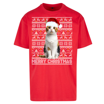 Merry Christmas Cat Oversized T Shirts
