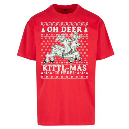 Oh Deer Kittl Mas Is Here Christmas Oversized T Shirts